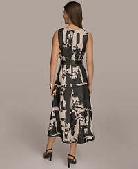 Donna Karan New York Women's Printed Belted A-Line Dress