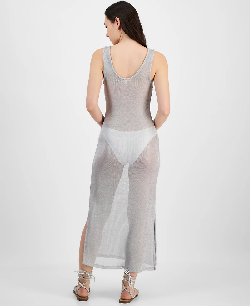 Miken Juniors' Metallic Mesh Tank Dress Cover-Up, Exclusively at Macy's