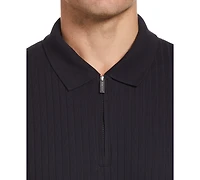 Perry Ellis Men's Slim-Fit Ribbed-Knit 1/4-Zip Polo Shirt
