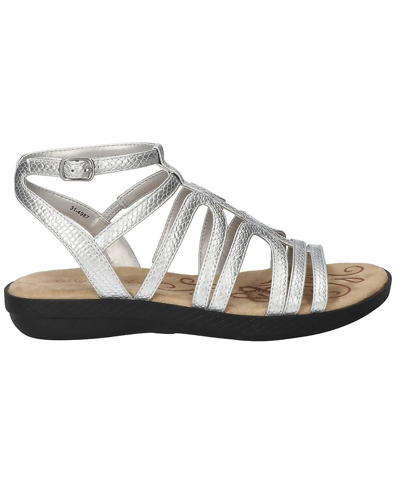 Easy Street Women's Daylily Gladiator Buckle Flat Sandals