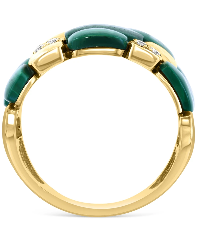 Effy Malachite & Diamond (1/5 ct. t.w.) Triple Row Statement Ring in 14k Gold