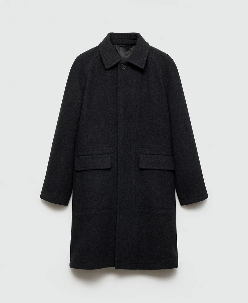 Mango Men's Pocketed Wool Coat