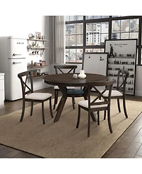 Streamdale 47" Round Modern Rubber Wood Dining Table