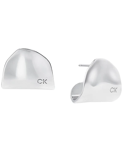 Calvin Klein Stainless Steel Elongated Curved Drop Earrings