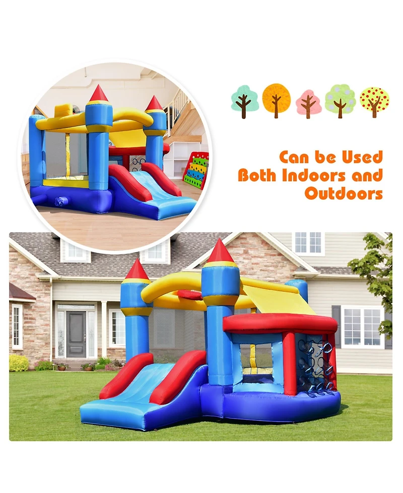 Gymax Inflatable Bounce House Castle Slide Bouncer Kids without Blower