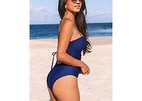 Cupshe Women's Ruched Crisscross Back Self Tie W Wire One Piece Swimsuit