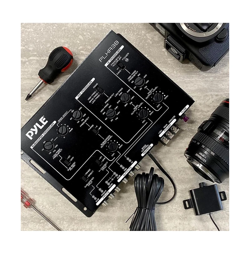 Pyle 3-Way Electronic Crossover - Remote Subwoofer Control, High/Low-Pass, 6-Channel Output, Black (PLXR3B)