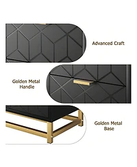 3 Drawer Dresser For Bedroom, Modern Dressers & Chests Of Drawers, Wood Chest Organizer With Metal Legs, Large Drawers Hallway