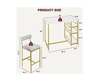 gaomon Dining Table Set for 2, Kitchen Table and Chairs with Wine Rack, Metal Frame Modern Bar Table Set with 2 Chairs