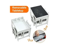 gaomon Kids Table and Chair Set, 4 in 1 Children Activity Table w/Storage, Removable Tabletop, Blackboard, 3-Piece Toddler Furniture Set for Art, Craf