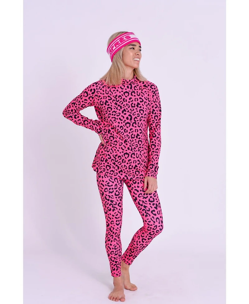 Oosc Women's Baselayer Top - Hotel California Pink Leopard