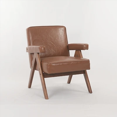 Streamdale Wooden Lounge Chair with Rails and Cushions, Set of 1
