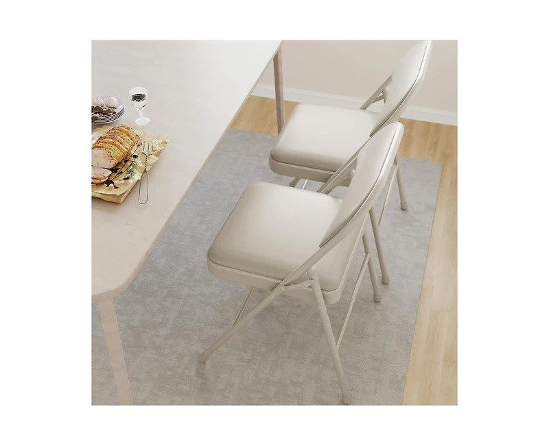 Pack Beige Folding Chairs With Padded Cushion and Back, Folding Chairs for Outside, Foldable Chairs With Metal Frame Hold Up to 350 Lbs