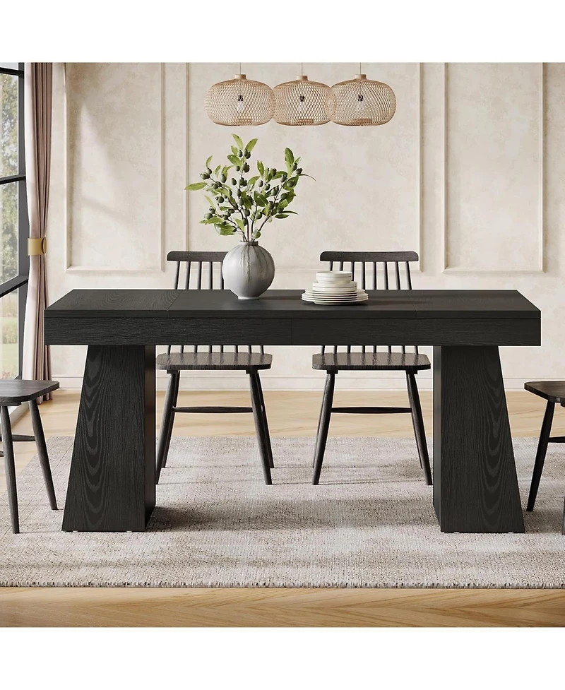 Tribesigns 55-Inch Dining Table for 4-6, Rectangular Room with Sturdy Legs, Wood Kitchen Dinner Room, Kitchen, Home