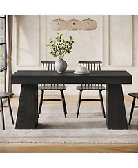 Tribesigns 55-Inch Dining Table for 4-6, Rectangular Room with Sturdy Legs, Wood Kitchen Dinner Room, Kitchen, Home