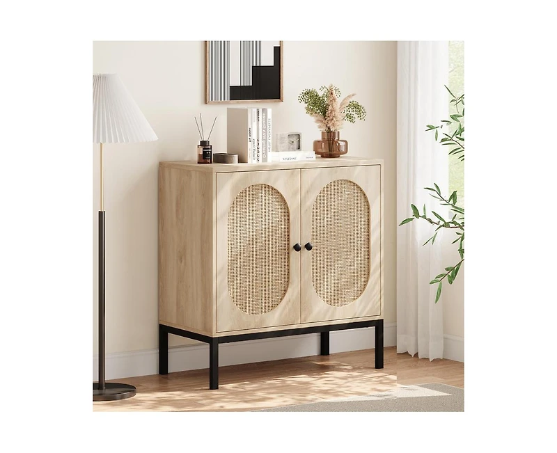 gaomon Buffet Cabinet, Rattan Storage Cabinet with Doors and Shelves, Accent Sideboard, Console Entryway for Livi