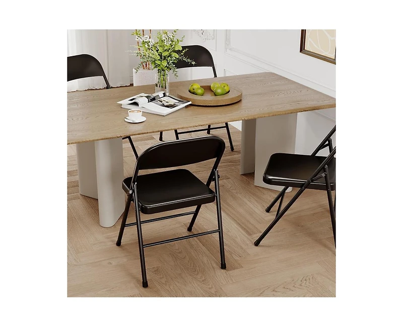 Dining Chairs Set of 4, Foldable Dining Chairs with Metal Frame Hold Up to 350 Pounds, Portable Kitchen Chair Suitable for Dining Room