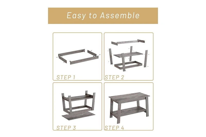 gaomon Coffee Table, 31.49 Inch Small Living Room Tables, 2-Tie Rustic Wood Tables for Living Room, Outdoors, Home Office, Bedroom, Apartment, Modern