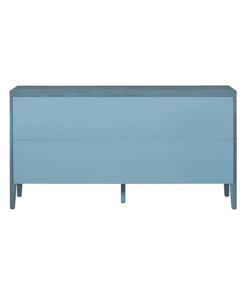 Slickblue Retro Sideboard with Circular Groove Design and Round Metal Handles for Entrance, Dining & Living Rooms