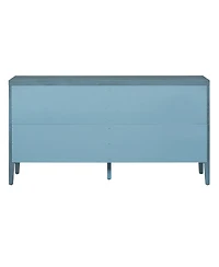 Slickblue Retro Sideboard with Circular Groove Design and Round Metal Handles for Entrance, Dining & Living Rooms