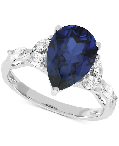 Grown With Love Lab Ruby (3-5/8 ct. t.w.) & Diamond (1/2 Pear Ring 14k Gold or White (Also Emerald La