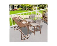 Woven Outdoor Counter Height Bar Stools Chairs Set of 2, Rattan Garden Counter Stools with Aluminum Frame, Modern Barstool with Backrest for Kitchen