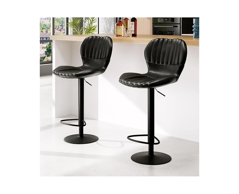 gaomon Bar Stools Set of 4, Modern Swivel Bar Chairs, Adjustable Counter Height Bar Stools with High Backrest