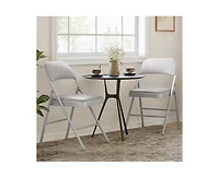 2 Pack Beige Folding Chairs With Padded Cushion and Back, Folding Chairs for Outside, Foldable Chairs With Metal Frame Hold Up to 350 Lbs, Metal Chair