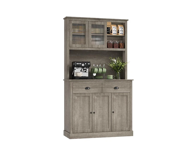 gaomon Kitchen Pantry Storage Cabinet, 71" Tall Wood Pantry Cabinet with Microwave Stand, Modern Kitchen Hutch Cabinet