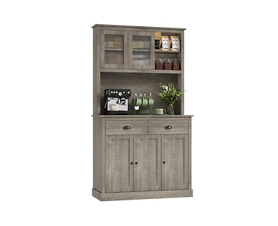 gaomon Kitchen Pantry Storage Cabinet, 71" Tall Wood Pantry Cabinet with Microwave Stand, Modern Kitchen Hutch Cabinet