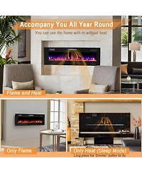 Sugift 60 Inches Ultra-thin Electric Fireplace with Remote Control and Timer Function