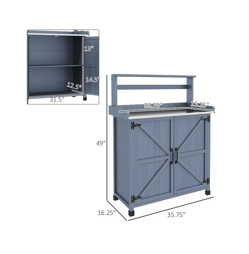 Slickblue Potting Bench with Storage Cabinet – Functional Garden Workstation for Planting and Organizing