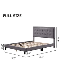 gaomon Full Size Platform Bed with Adjustable Linen Button Tufted Headboard
