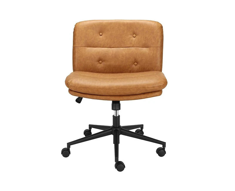 gaomon Armless Criss Cross Chair with Wheels, 360° Height Adjustable Swivel Office Chair, Wide Seat Swivel Leather Desk Chair