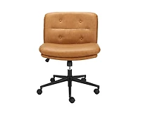 gaomon Armless Criss Cross Chair with Wheels, 360° Height Adjustable Swivel Office Chair, Wide Seat Swivel Leather Desk Chair
