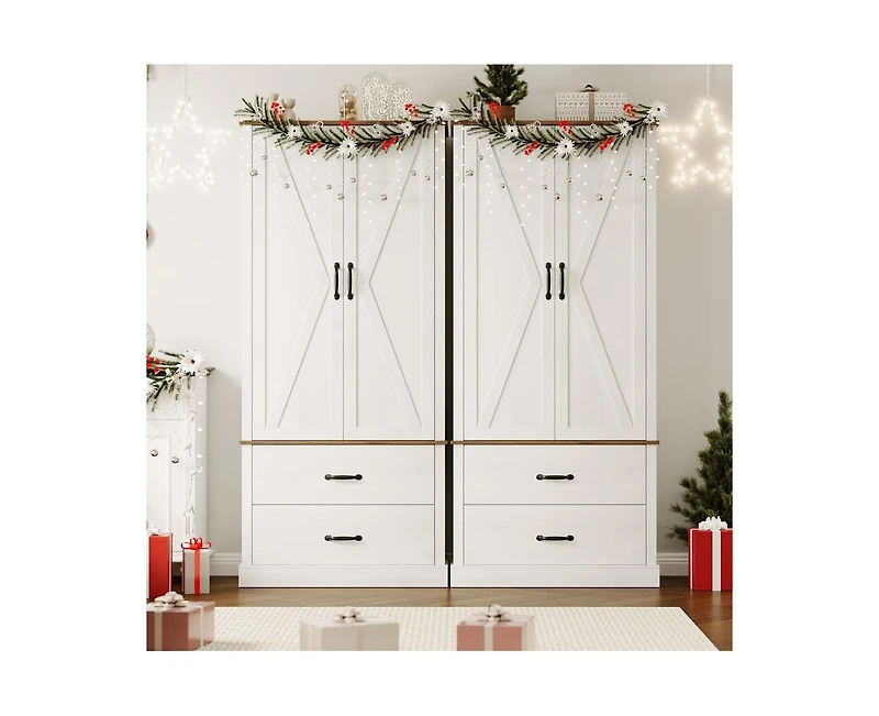 gaomon Kitchen Pantry Cabinet with Doors and Shelves, Freestanding Tall Kitchen Cabinet with Microwave Stand, Hutch Cabinet for Kitchen, Living Room