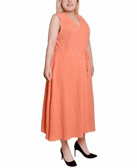 Ny Collection Plus Sleeveless Surplice Vertical Stripe Dress
