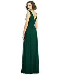Dessy Collection Plus Sleeveless Draped Chiffon Maxi Dress with Front Slit