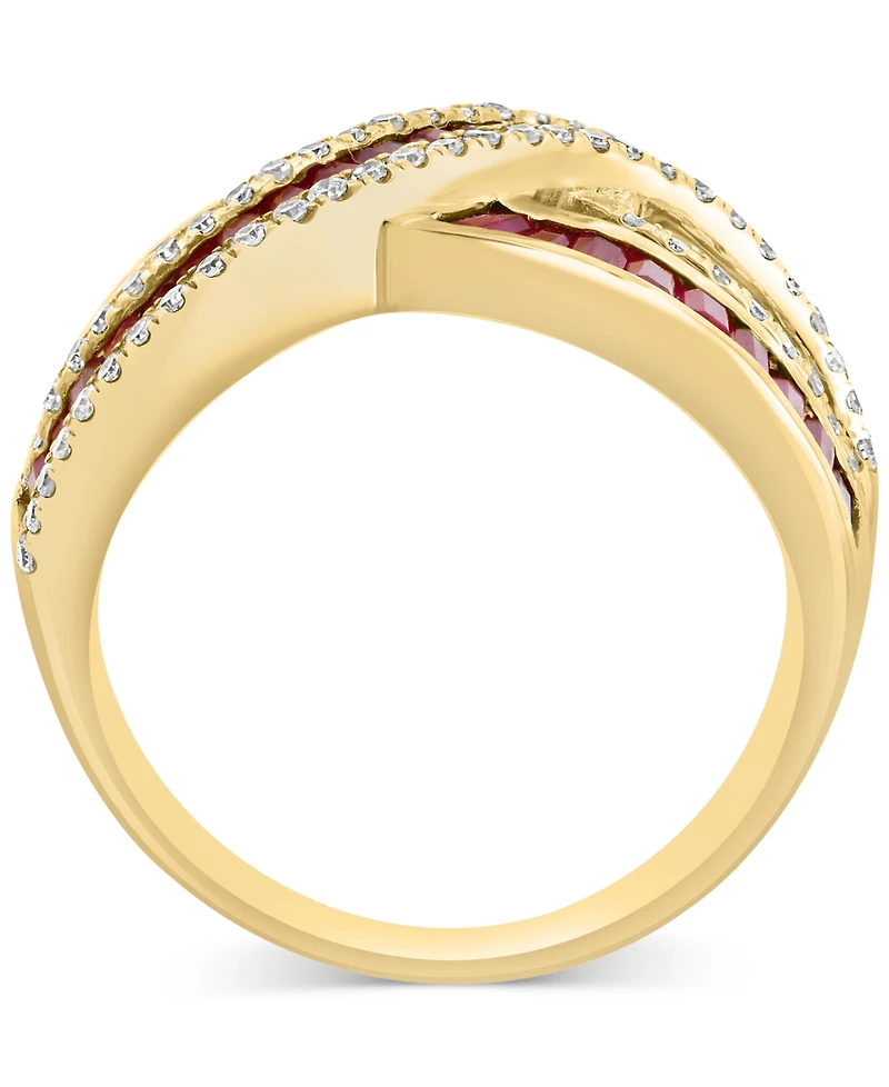 Effy Ruby (1-3/8 ct. t.w.) & Diamond (1/3 ct. t.w.) Crossover Statement Ring in 14k Gold