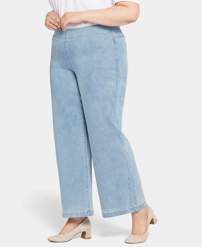 Nydj Plus Pull-On Teresa Wide Leg Jeans