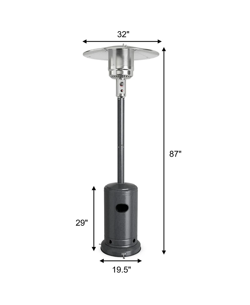 Sugift 50000 Btu Stainless Steel Propane Patio Heater with Trip over Protection-Gray