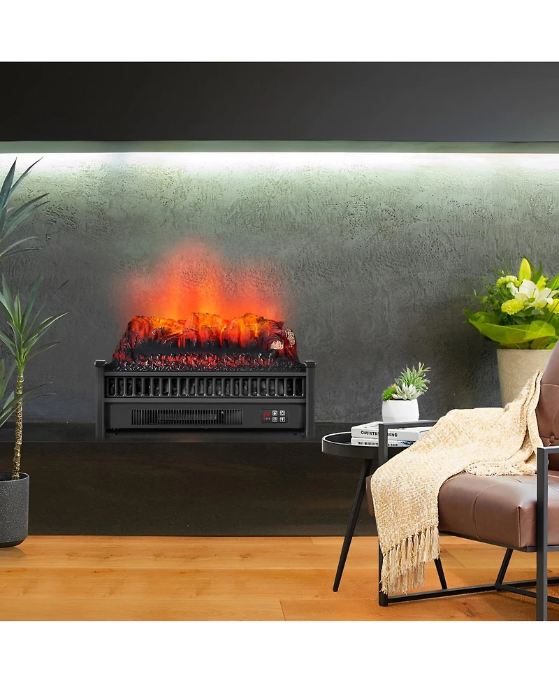 Skonyon 1400W Electric Fireplace Log Heater with Adjustable Flame Brightness-Black