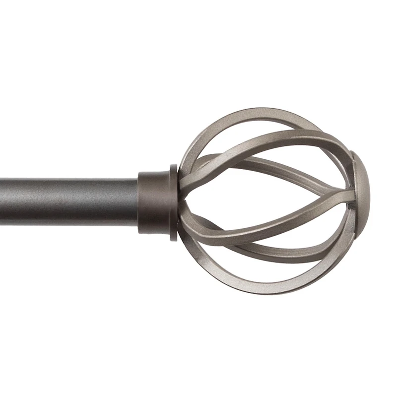 Kenney Cage 5/8-Inch Decorative Curtain Rod in Black and Pewter with Stylish Finials