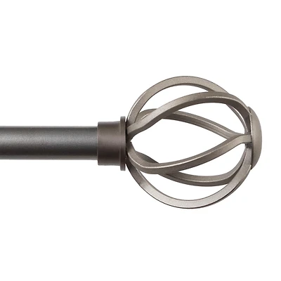 Kenney Cage 5/8-Inch Decorative Curtain Rod in Black and Pewter with Stylish Finials