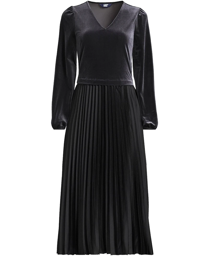 Lands' End Women's Velvet and Satin Duet Midi Dress