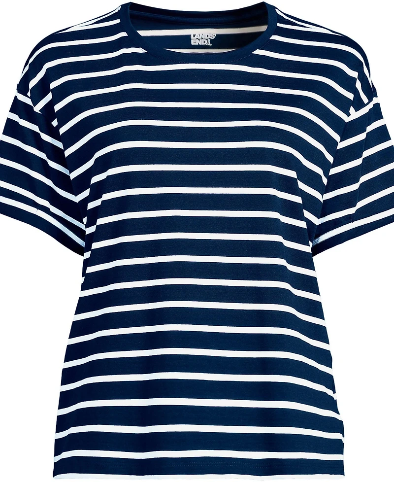 Lands' End Women's Oversized Supima Short Sleeve Crew Neck T-Shirt