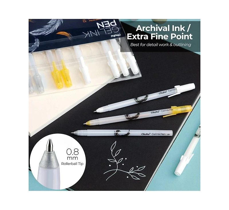 12ct Gold/Silver/White Gel Pens Y30-80600-55