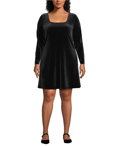 Lands' End Plus Knit Velvet Square Neck Dress