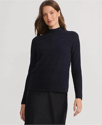 Lands' End Women's Long Sleeve Brushed Lace Mock Neck Top