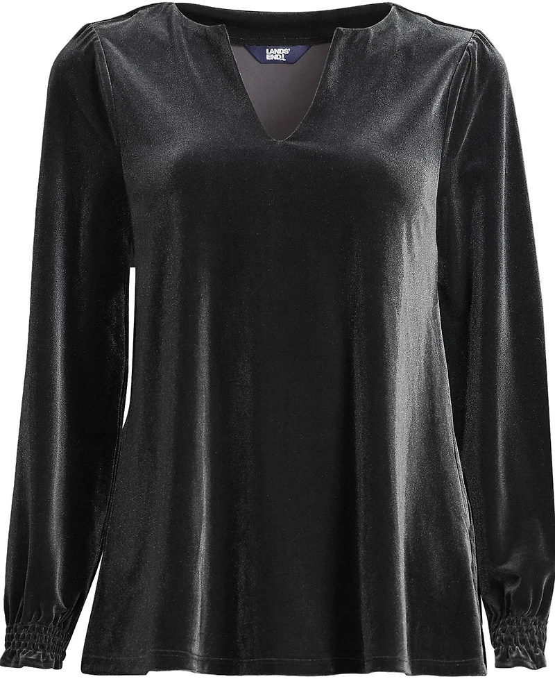 Lands' End Women's Long Sleeve Velvet Blouse